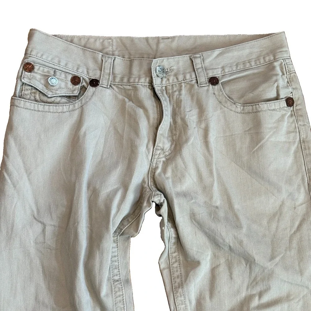 Vintage True Religion Jeans Mens 36x31** Big Stitch Flap Pocket USA Beige Y2K